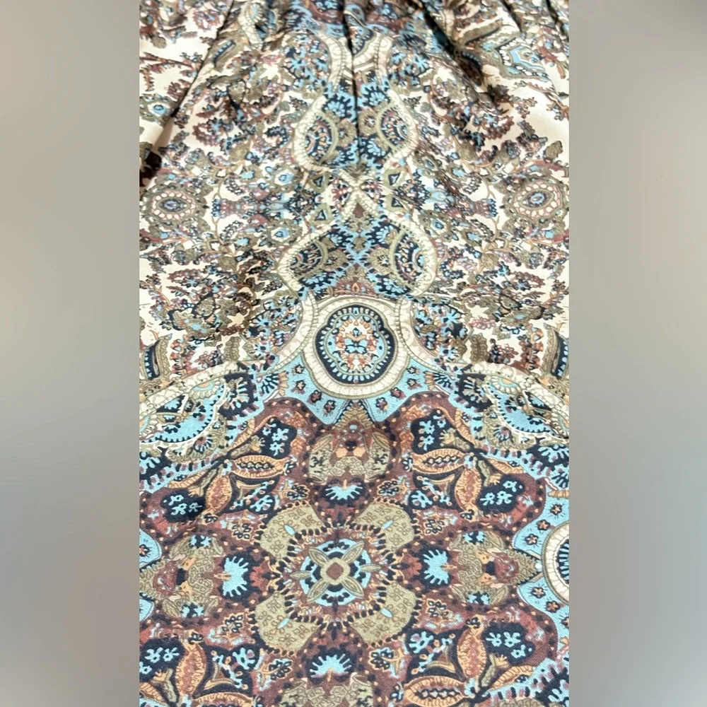 Banana Republic 100% Silk Paisley A-Line Skirt Brown Blue Size 0
